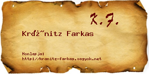 Kránitz Farkas névjegykártya